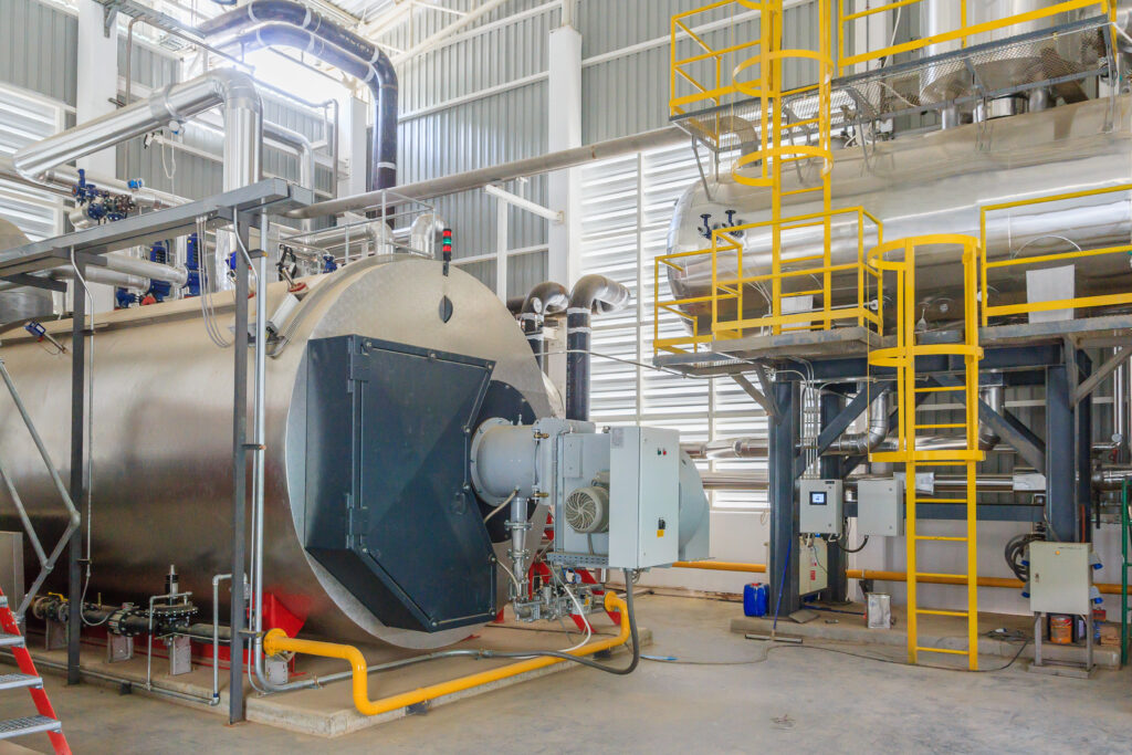 Gas boilers in gas boiler room for steam production